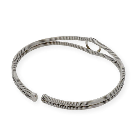 Pulsera Rígida en Acero con Circulo de Oro de ley 18k