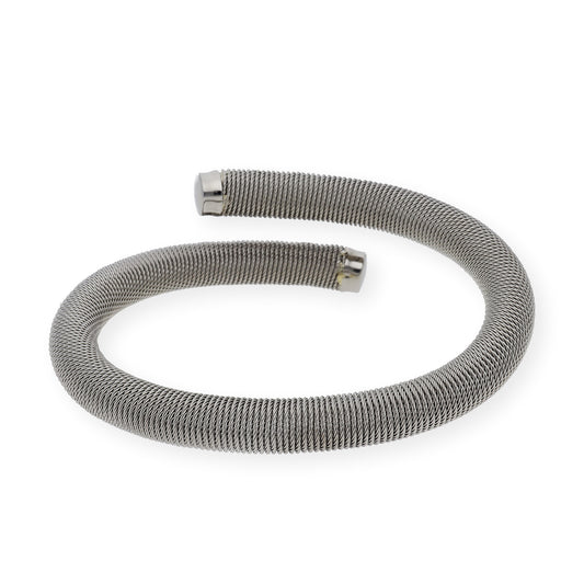 Pulsera Rígida en Acero con Tornillos en Oro de ley 18k