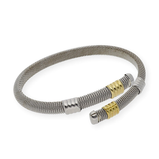 Pulsera Rígida en Acero y Oro de ley 18k