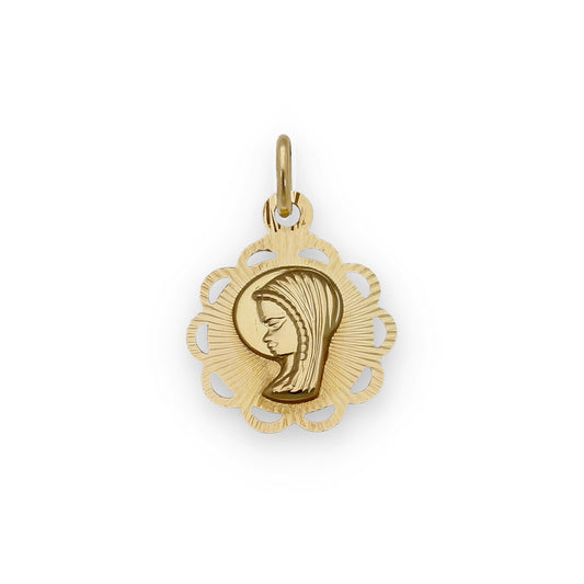 Medalla Virgen Niña en Oro 18K Redonda