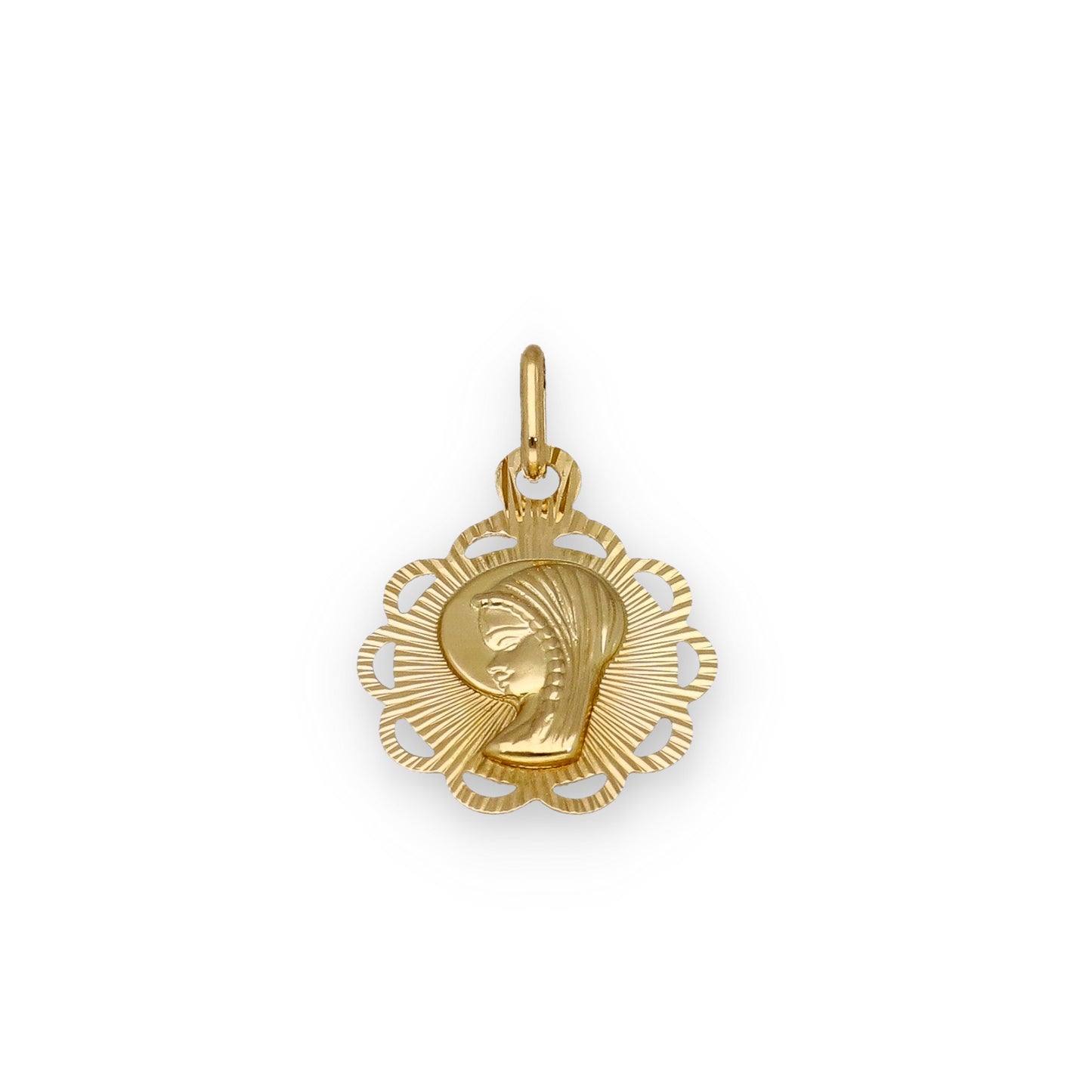 Medalla Virgen Niña en Oro 18K Redonda