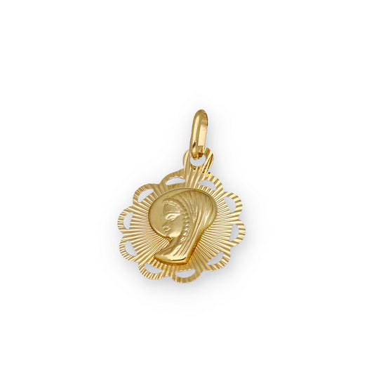 Medalla Virgen Niña en Oro 18K Redonda