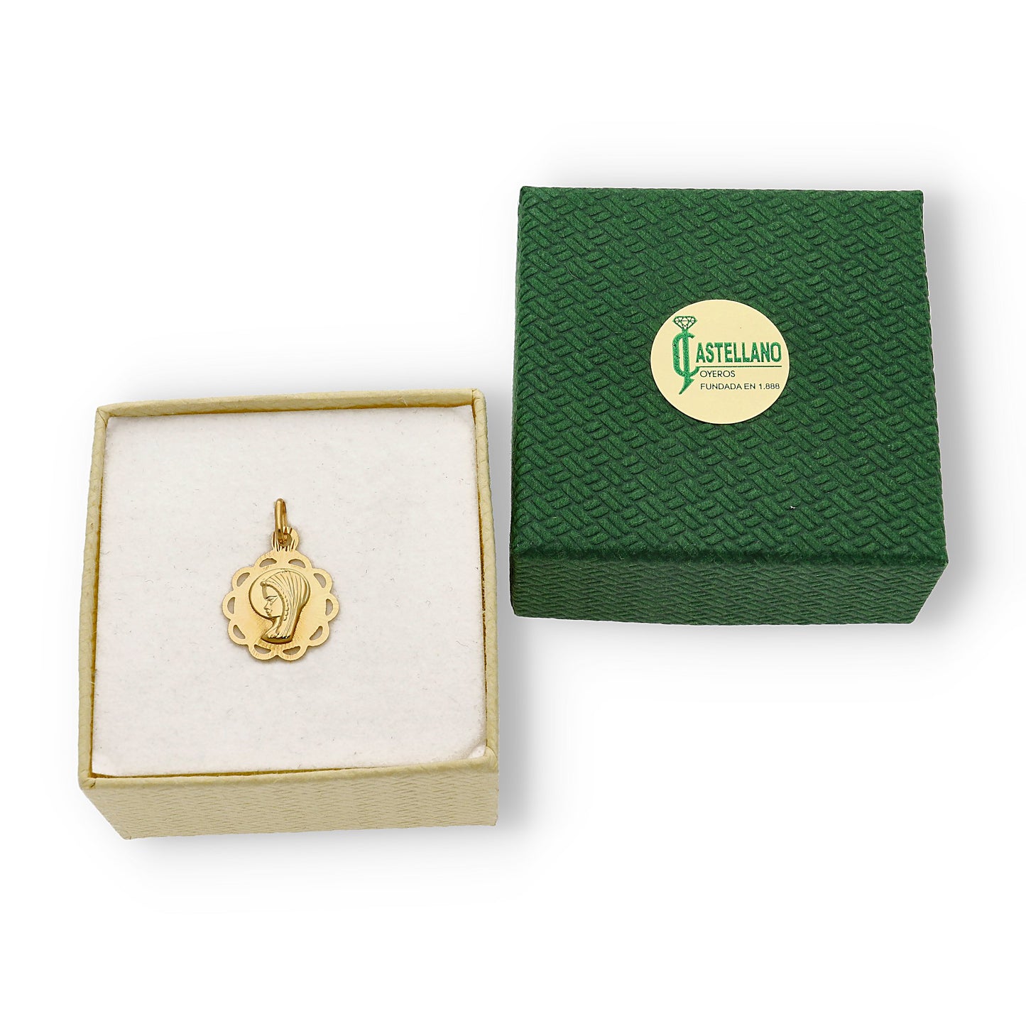 Medalla Virgen Niña en Oro 18K Redonda
