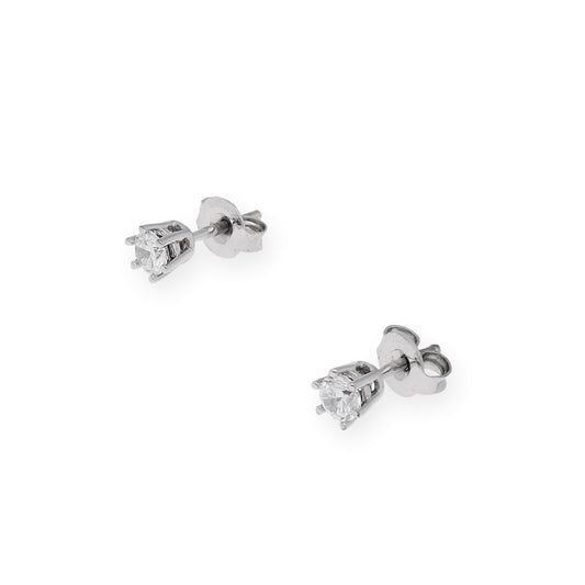 Pendientes de Compromiso con Diamantes Certificados y Oro Blanco 18k 6 Garras