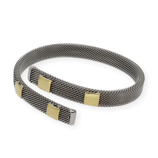 Pulsera Rígida en Acero en Oro de ley 18k