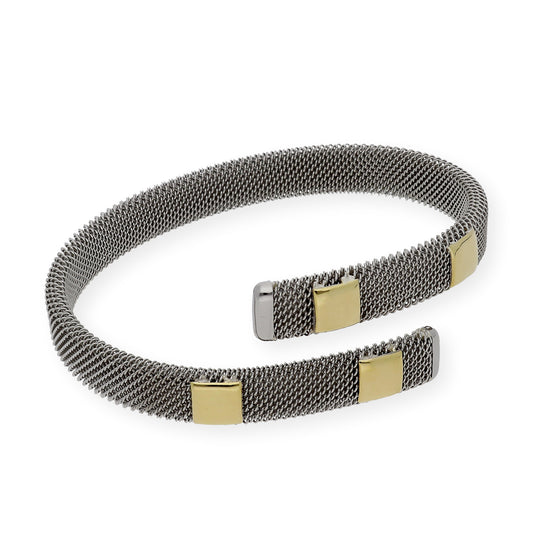 Pulsera Rígida en Acero en Oro de ley 18k