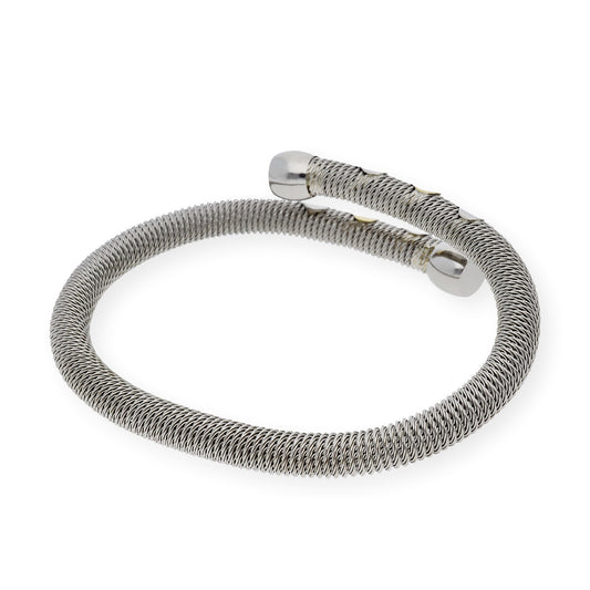 Pulsera Rígida en Acero y Espiral Entrelazada en Oro de ley 18k