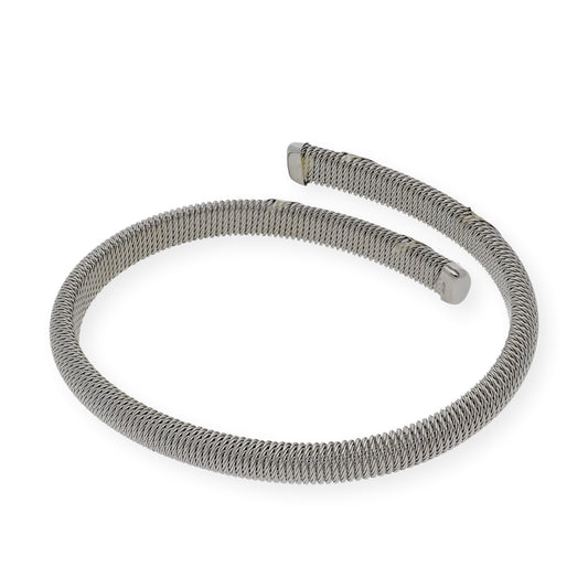 Pulsera Rígida en Acero con Chapas en Oro de ley 18k