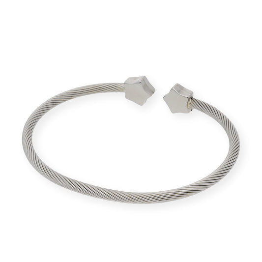 Pulsera Rigida en Acero con dos Estrellas en Oro de ley 18k