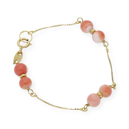 Pulsera de bebé en oro 18k con corales naturales