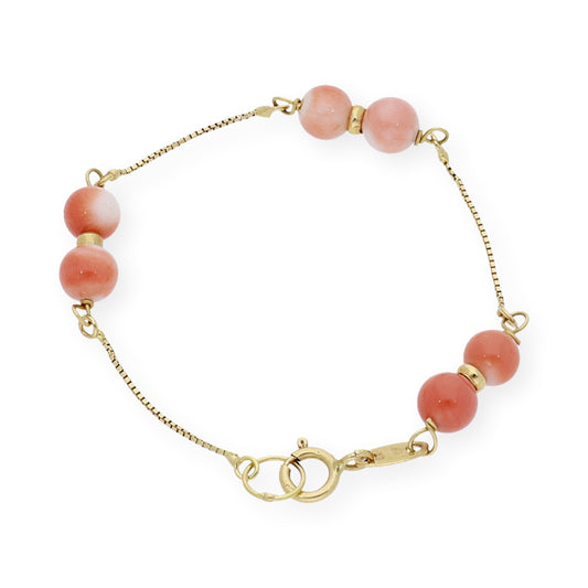 Pulsera de bebé en oro 18k con corales naturales