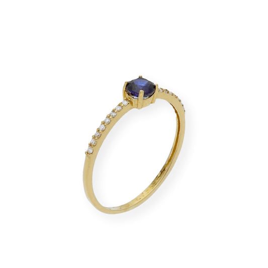 Anillo Luz en Oro 18k con Diamantes y Zafiro
