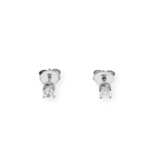 Pendientes de Compromiso con Diamantes Certificados y Oro Blanco 18k 4 Garras