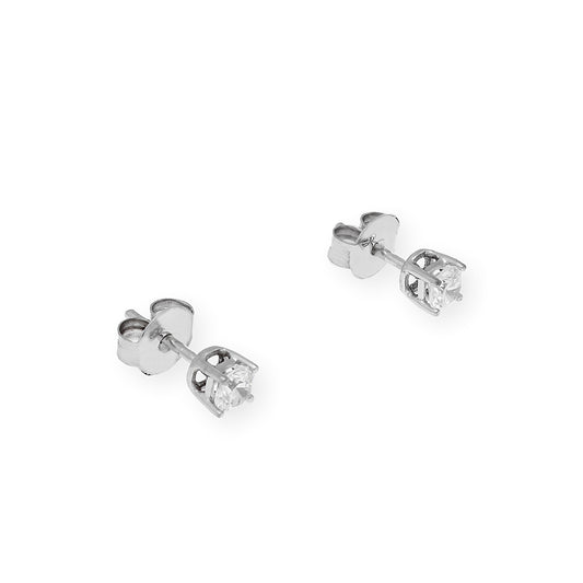 Pendientes de Compromiso con Diamantes Certificados y Oro Blanco 18k 4 Garras