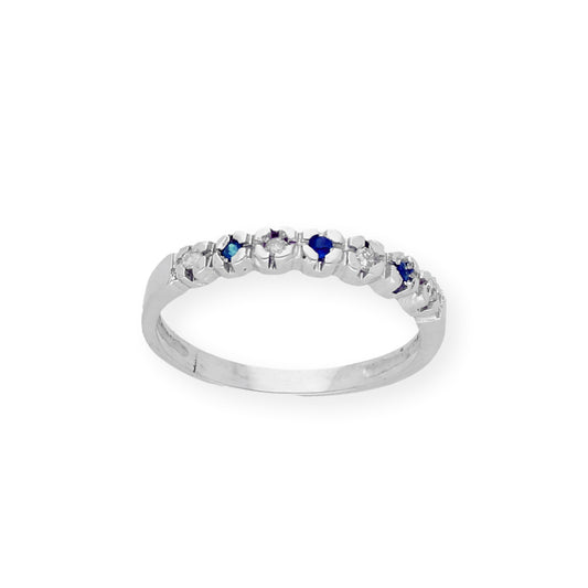 Anillo Scarlet en Oro blanco de ley 18k con Diamantes y Zafiros