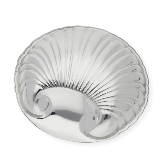 Concha de bautismo Alpaca plateada "redonda gallonada"