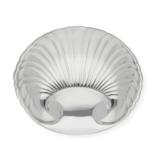 Concha de bautismo Alpaca plateada "redonda gallonada"