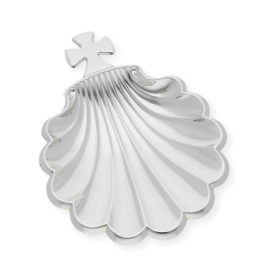 Concha de bautismo en alpaca plateada "Cruz Templarios "