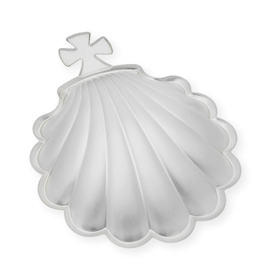 Concha de bautismo en alpaca plateada "Cruz Templarios "