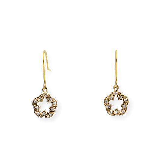 Pendientes de Oro y Diamante con Diseño de Flor