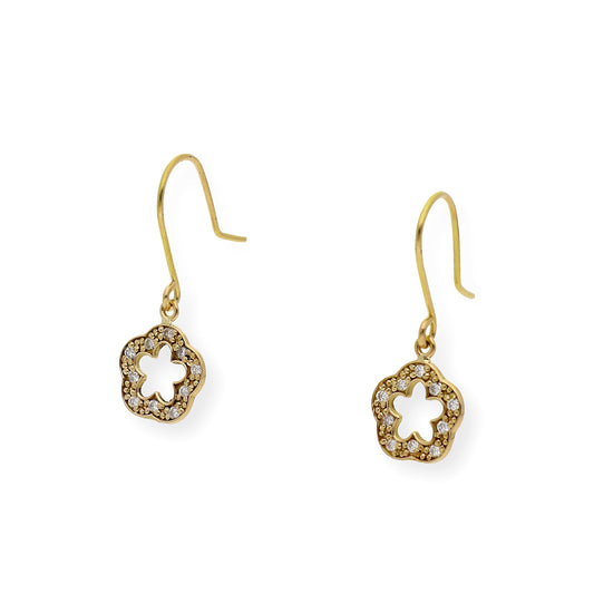 Pendientes de Oro y Diamante con Diseño de Flor