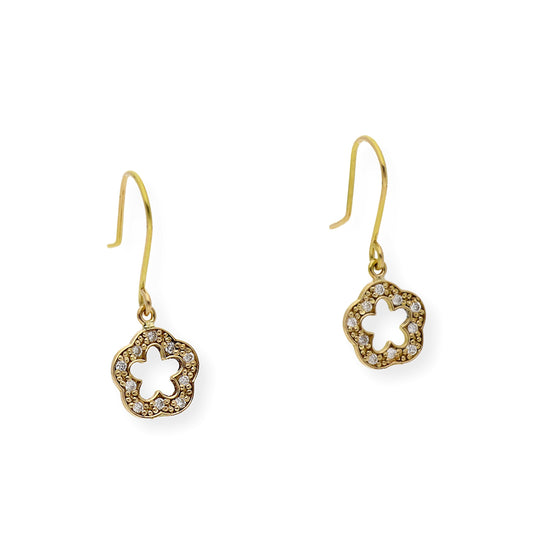 Pendientes de Oro y Diamante con Diseño de Flor