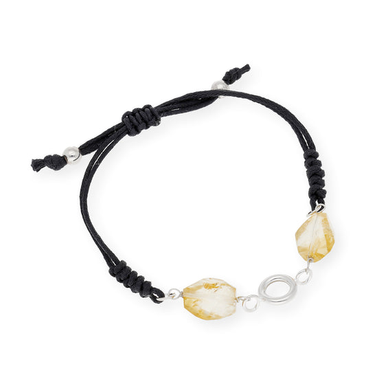 Pulsera Macramé con Cuarzos Citrinos en Plata de Ley 925