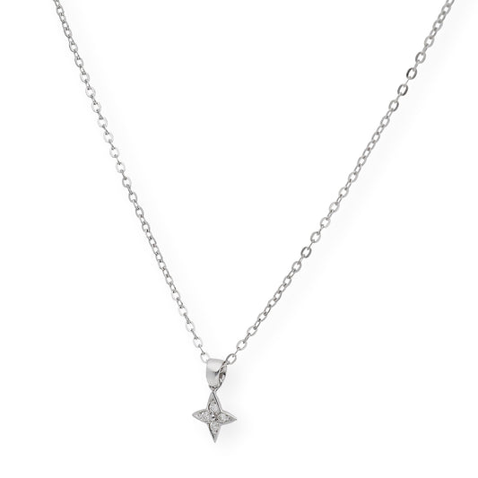 Collar con Colgante Estrella Mini Oro Blanco y Diamantes