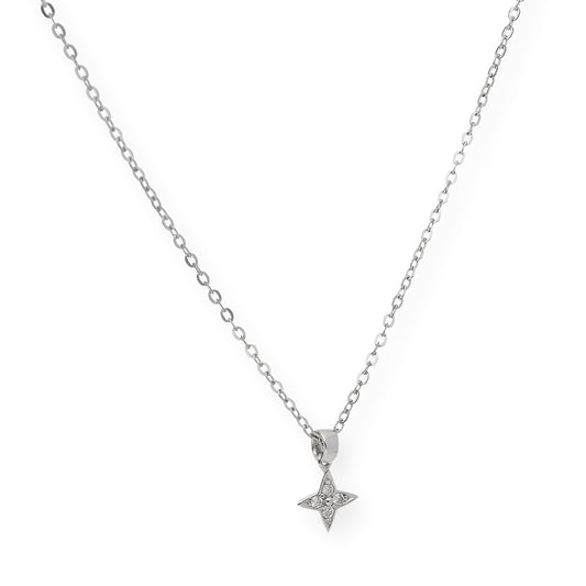 Collar con Colgante Estrella Mini Oro Blanco y Diamantes