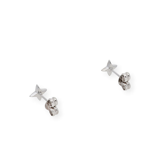 Pendientes Estrellas Mini Oro Blanco y Diamantes