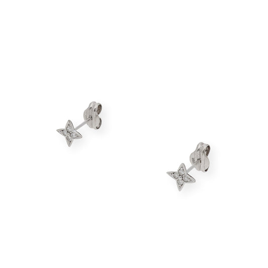 Pendientes Estrellas Mini Oro Blanco y Diamantes