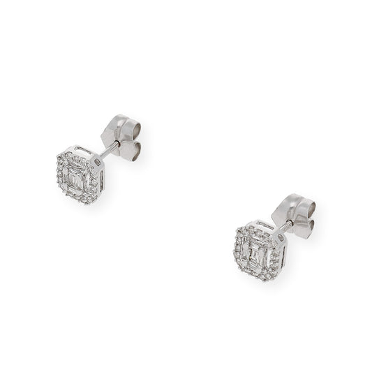 Pendientes Modelo Basilea en Oro blanco 18k y Diamantes