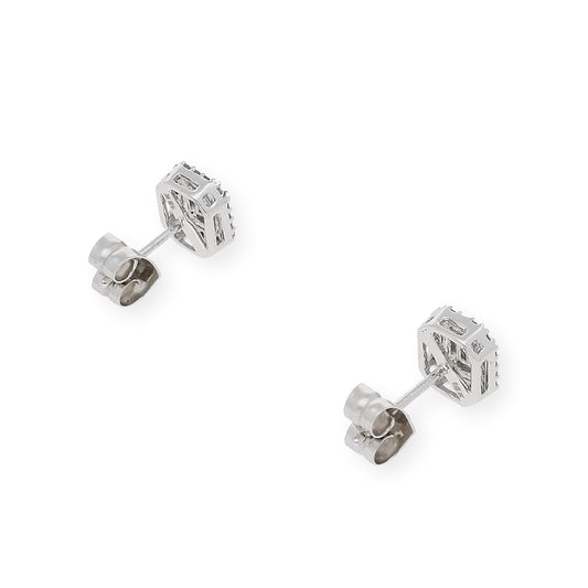 Pendientes Modelo Basilea en Oro blanco 18k y Diamantes