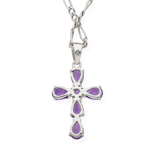Colgante Cruz en Plata de ley 925 y Amatistas