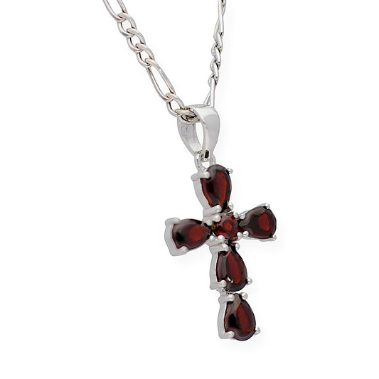 Colgante Cruz en Plata de ley 925 y Granates