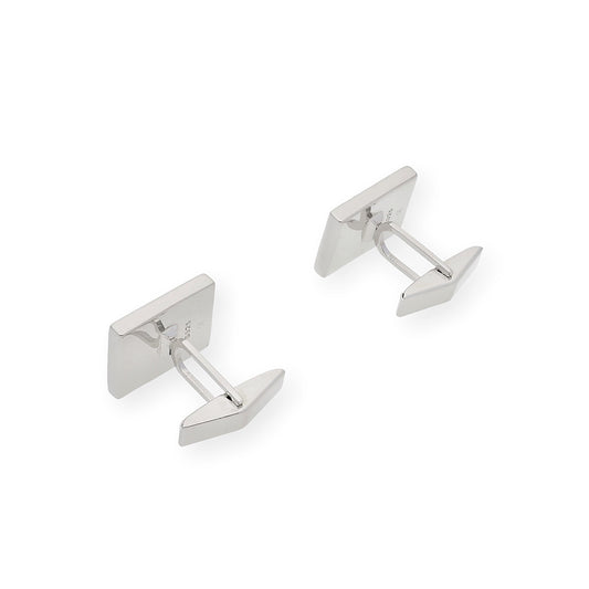 Gemelos de Plata con Nácar Diseño Rectangular