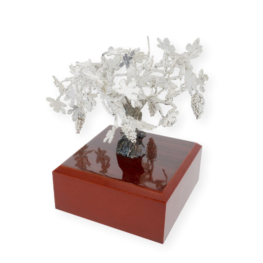 Viña Conmemorativa Personalizable Plateada con Base de Madera