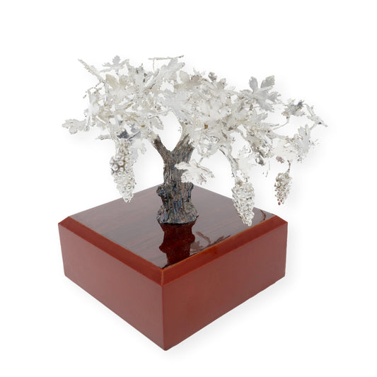 Viña Conmemorativa Personalizable Plateada con Base de Madera