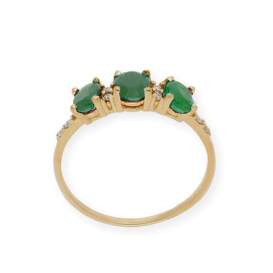 Anillo Danna en Oro 18 k con Diamantes y Esmeraldas