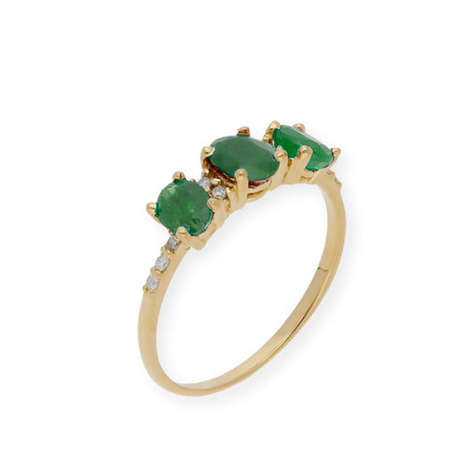 Anillo Danna en Oro 18 k con Diamantes y Esmeraldas