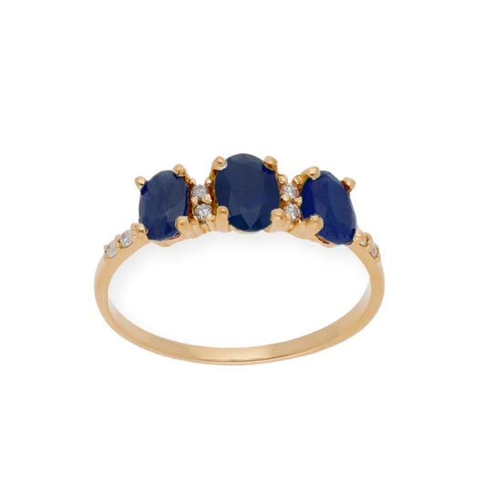 Anillo Danna en Oro 18k con Diamantes y Zafiros