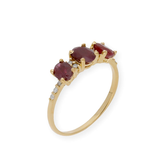 Anillo Danna en Oro 18k con Diamantes y Rubíes