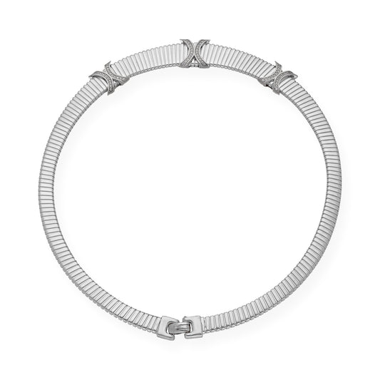 Collar Tubo de Gas en Plata de Ley 925 y Circonitas