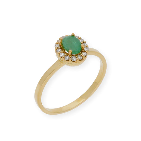 Anillo Lady en Oro 18k con Diamantes y Esmeralda