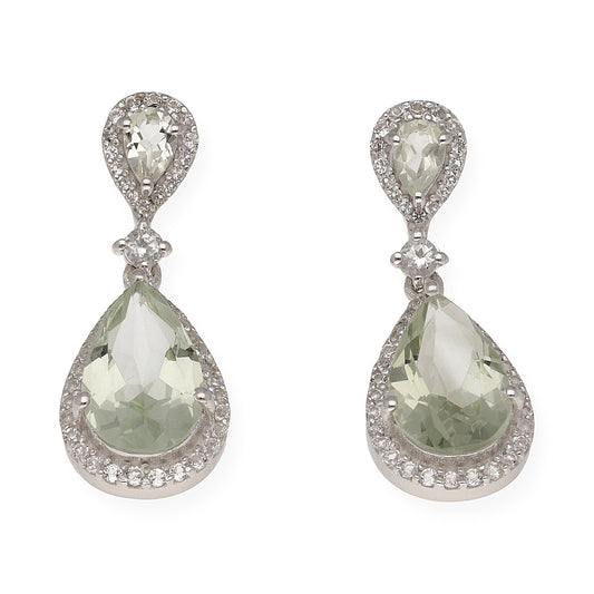 Pendientes Gala en plata de ley 925 con Olivinas y circonitas