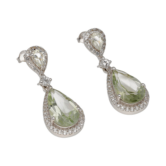 Pendientes Gala en plata de ley 925 con Olivinas y circonitas