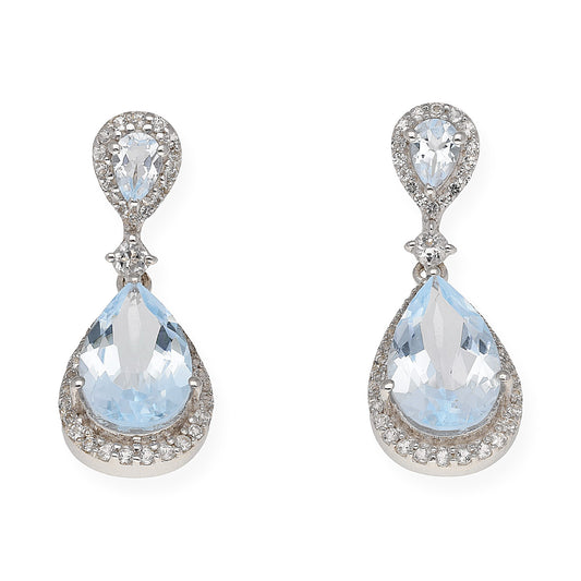 Pendientes Gala en plata de ley 925 con Topacio azul y circonitas