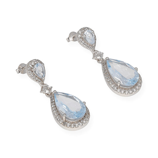 Pendientes Gala en plata de ley 925 con Topacio azul y circonitas