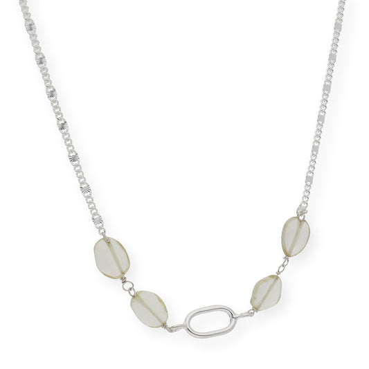 Gargantilla en plata de ley 925 con Cuarzo limón y colgante oval