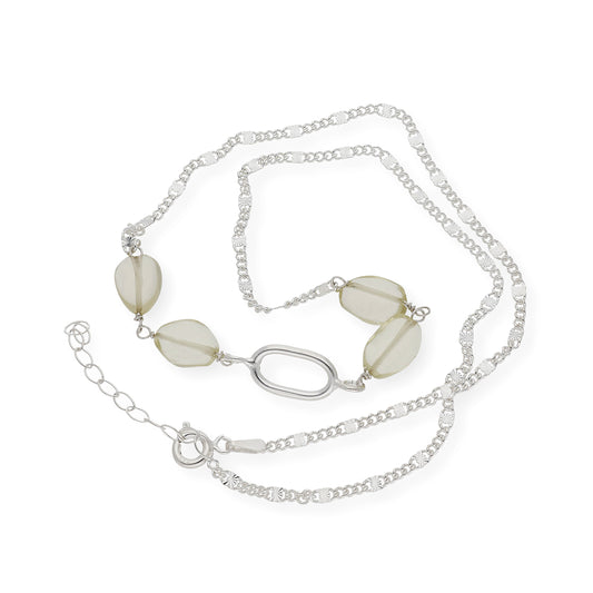 Gargantilla en plata de ley 925 con Cuarzo limón y colgante oval